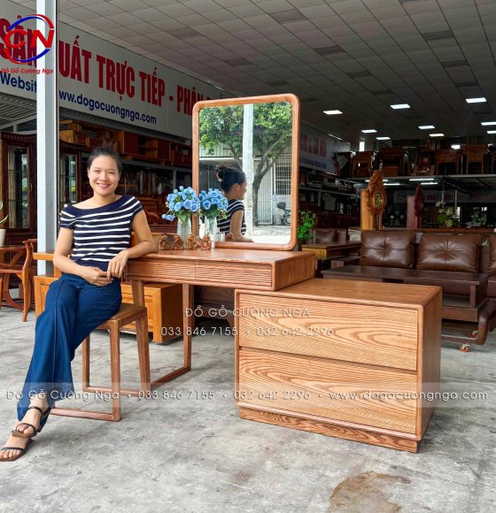 Bàn Trang Điểm Gỗ Sồi Nga Hiện Đại Điều Chỉnh Chiều Dài Linh Hoạt