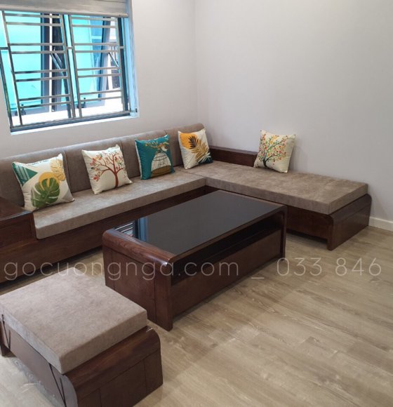 Sofa Gỗ Sồi Lau Màu giao khách Tại Tân Phú 