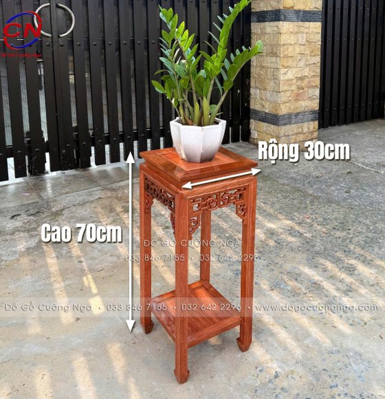 Đôn Gỗ Hương Đá Kê Tượng, Chậu Cây - Mặt Vuông - Cao 70cm