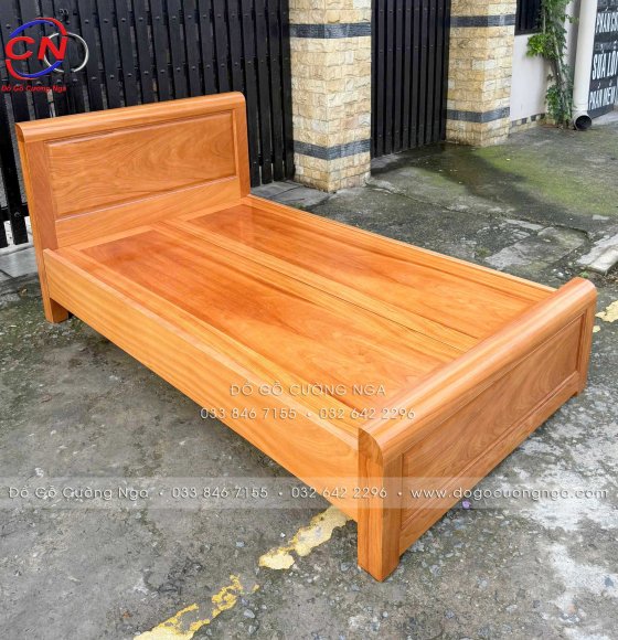 Giường Ngủ Gỗ Gõ Đỏ 1m2 Gọn Gàng Chắc Chắn