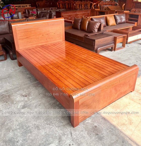 Giường Gỗ Xoan Đào 1m2 Phản Thưa Mẫu Chỉ Hoa