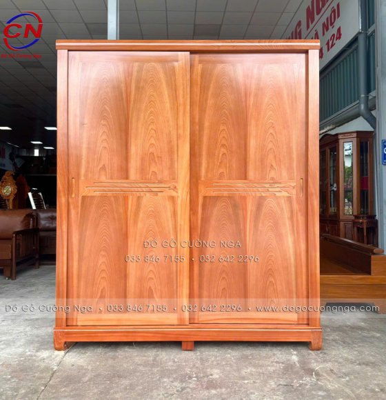 Tủ Áo Gỗ Xoan Đào 2 Cánh Lùa 1m8 Chạy Chỉ Sang Trọng, Tiện Dụng