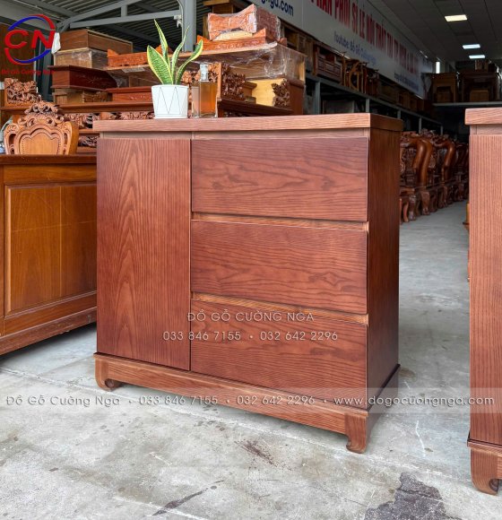 Tủ Combos (Tủ Nhật) Gỗ Sồi Nga Màu Óc Chó 3 Ngăn Kéo Đa Năng | 1m, 1m2