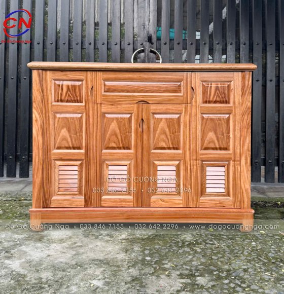 Tủ Giày Dép Gỗ Hương Xám 4 Cánh