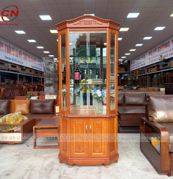 Tủ Rượu Gỗ Gõ Đỏ Góc 60cm Đẹp Hiện Đại