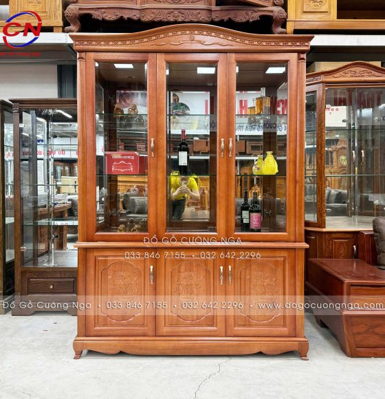 Tủ Rượu Vuông 1m45 Gỗ Xoan Đào 
