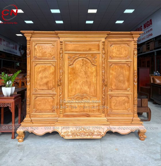 Tủ Thờ Gỗ Gõ Đỏ Cao Cấp 1m75 Cánh Trơn