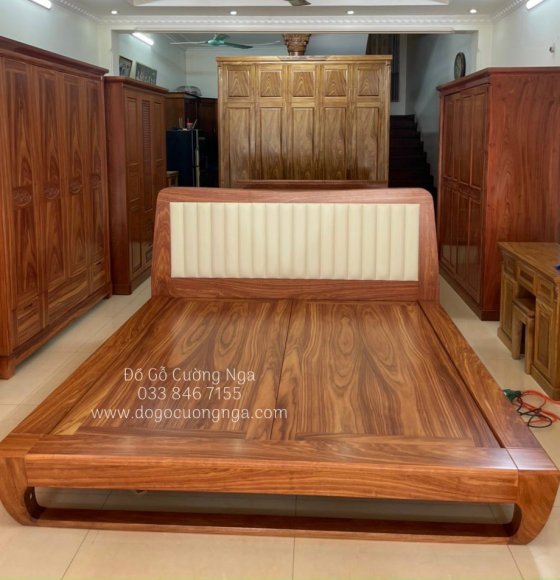 Giường nhật gỗ cẩm bọc nệm cao cấp 