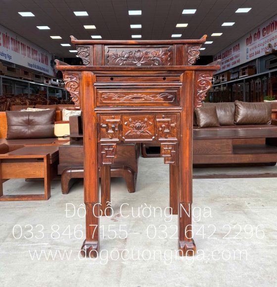 Bàn Thờ Gỗ Muồng 2 Tầng 88cm Chuẩn Phong Thủy 
