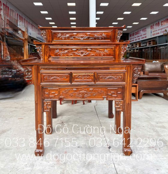 Bàn Thờ Gỗ Muồng 3 Tầng 1m34 – Kết Hợp Truyền Thống Và Hiện Đại