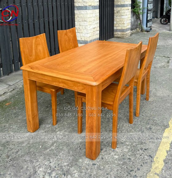 Bàn Ăn Gỗ Gõ Đỏ 4 Ghế Cao Cấp Sang Trọng