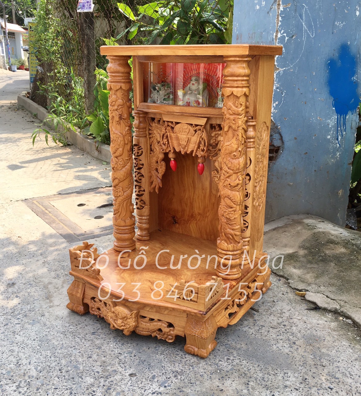 Bàn Thờ Ông Địa -Thần Tài Gỗ Gõ Đỏ 50x80 - HĐ- mẫu bàn thờ ô địa ...