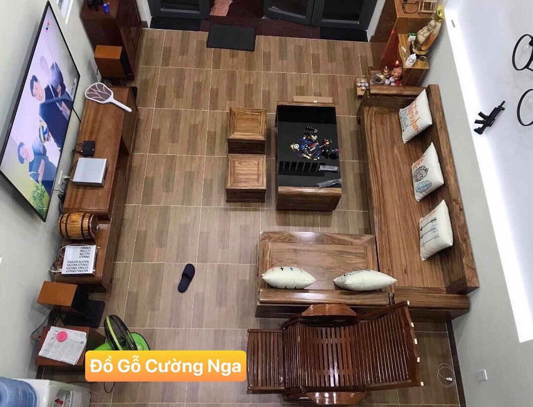bàn ghế góc gỗ hương xám 