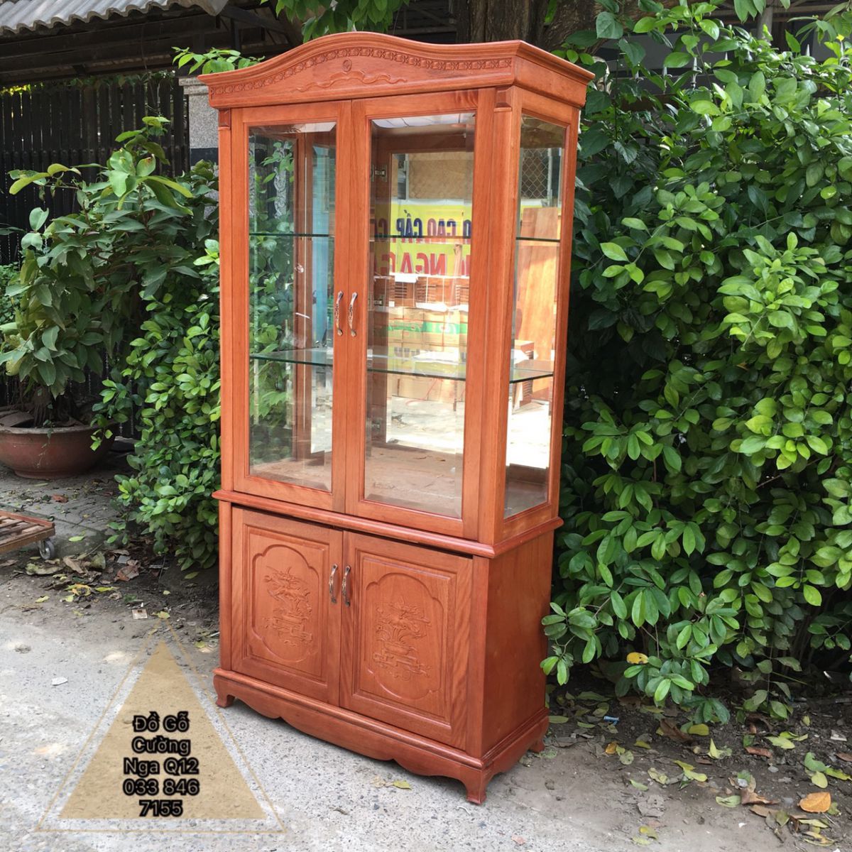 Tủ rượu gỗ xoan đào vuông 1m giá rẻ