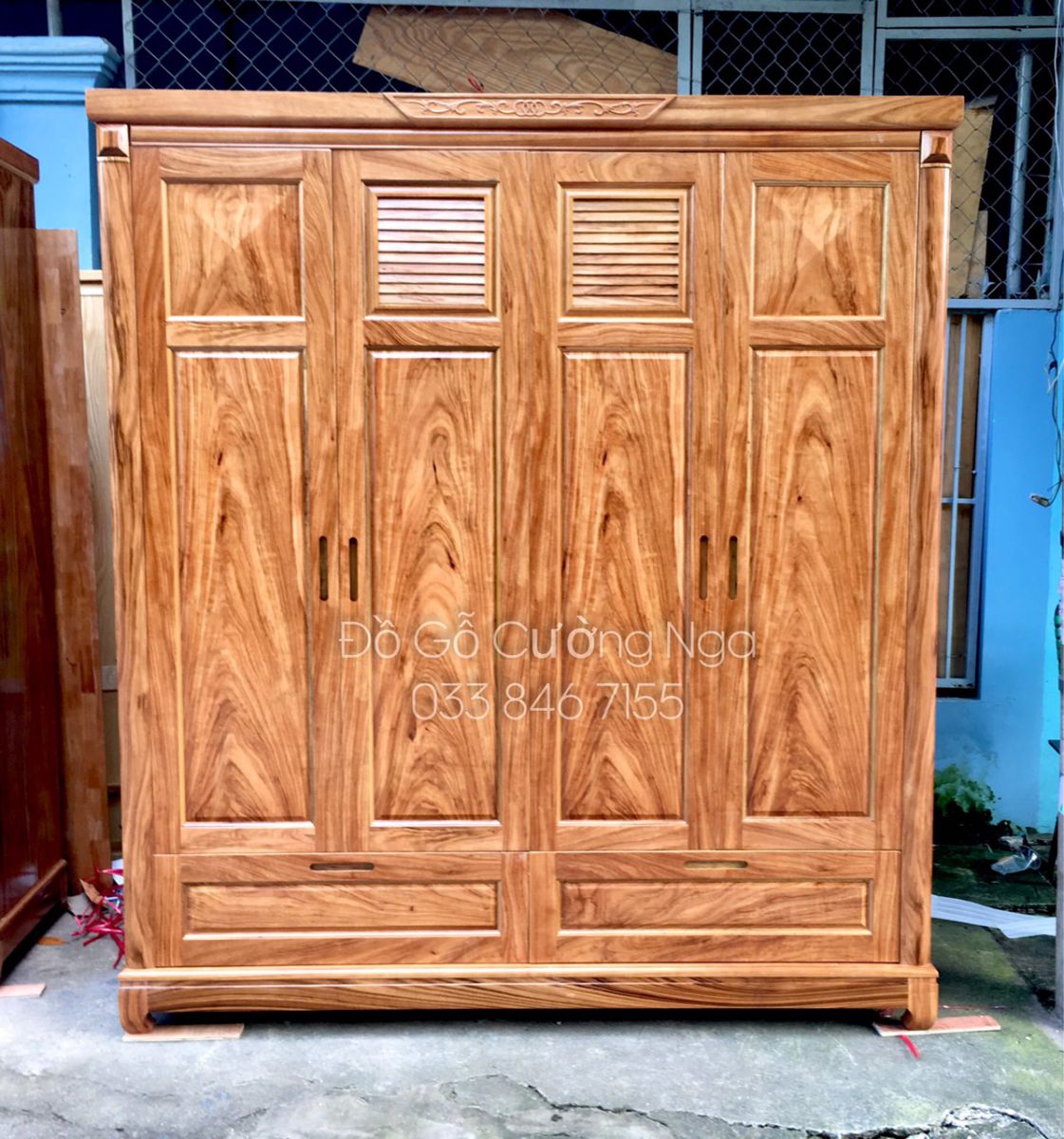 Tủ áo gỗ Hương Xám 4 cánh
