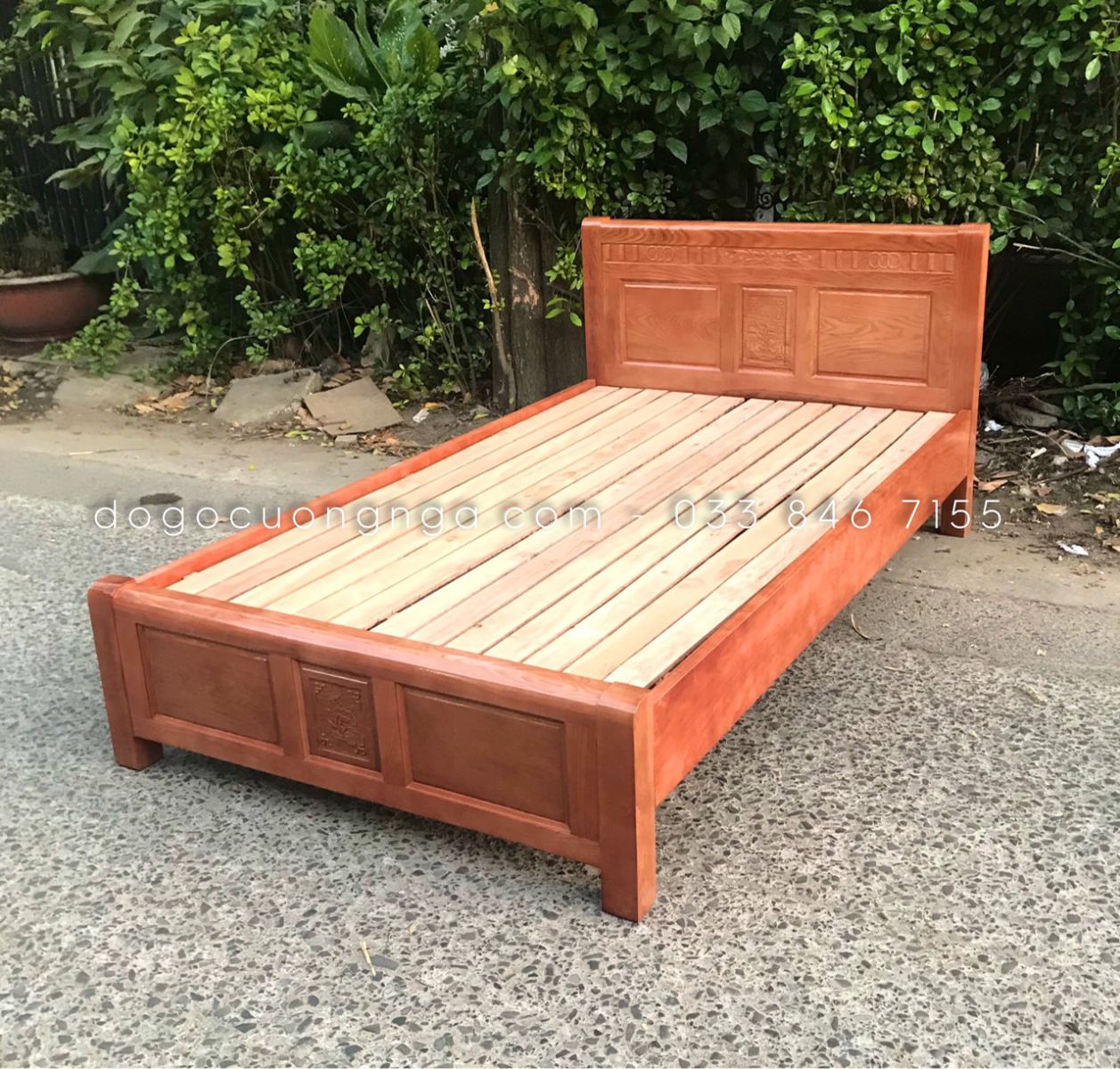 giường gỗ sồi nga 1m2x2m 