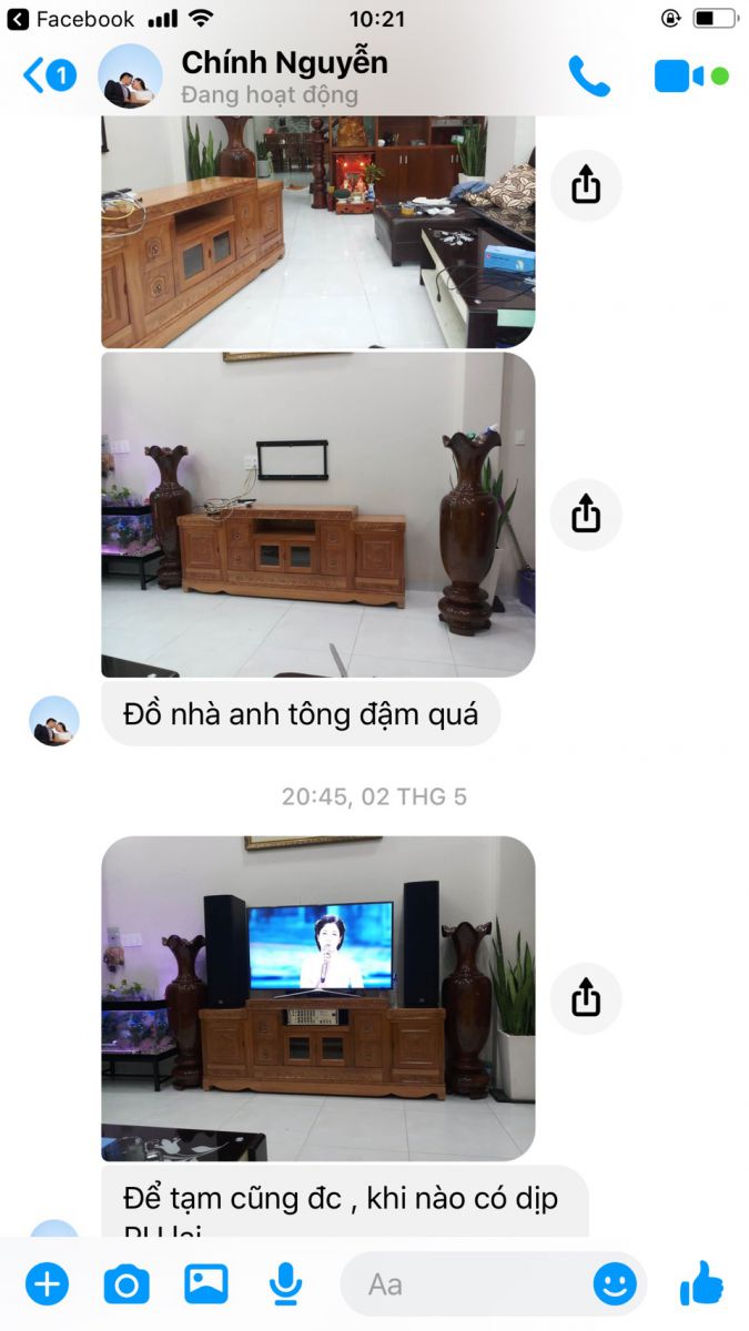 Kệ tivi gỗ đinh hương mẫu giả cổ - khách hàng rất  hài lòng 