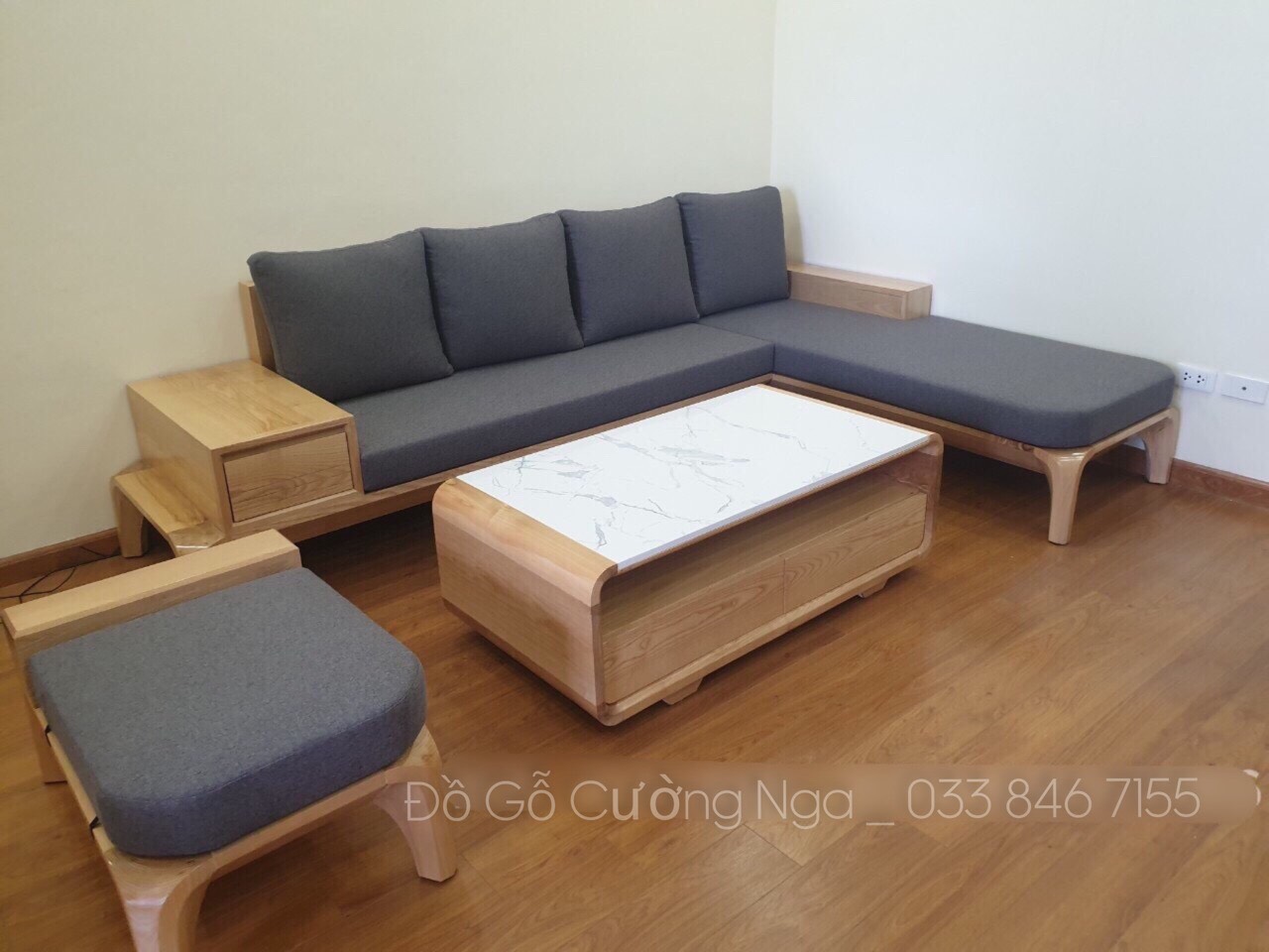 sofa gỗ sồi nga 