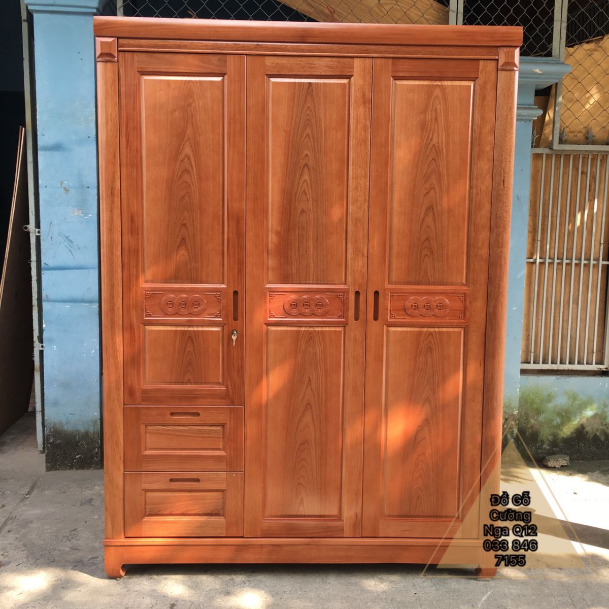 tủ áo gỗ xoan đào 3 cánh