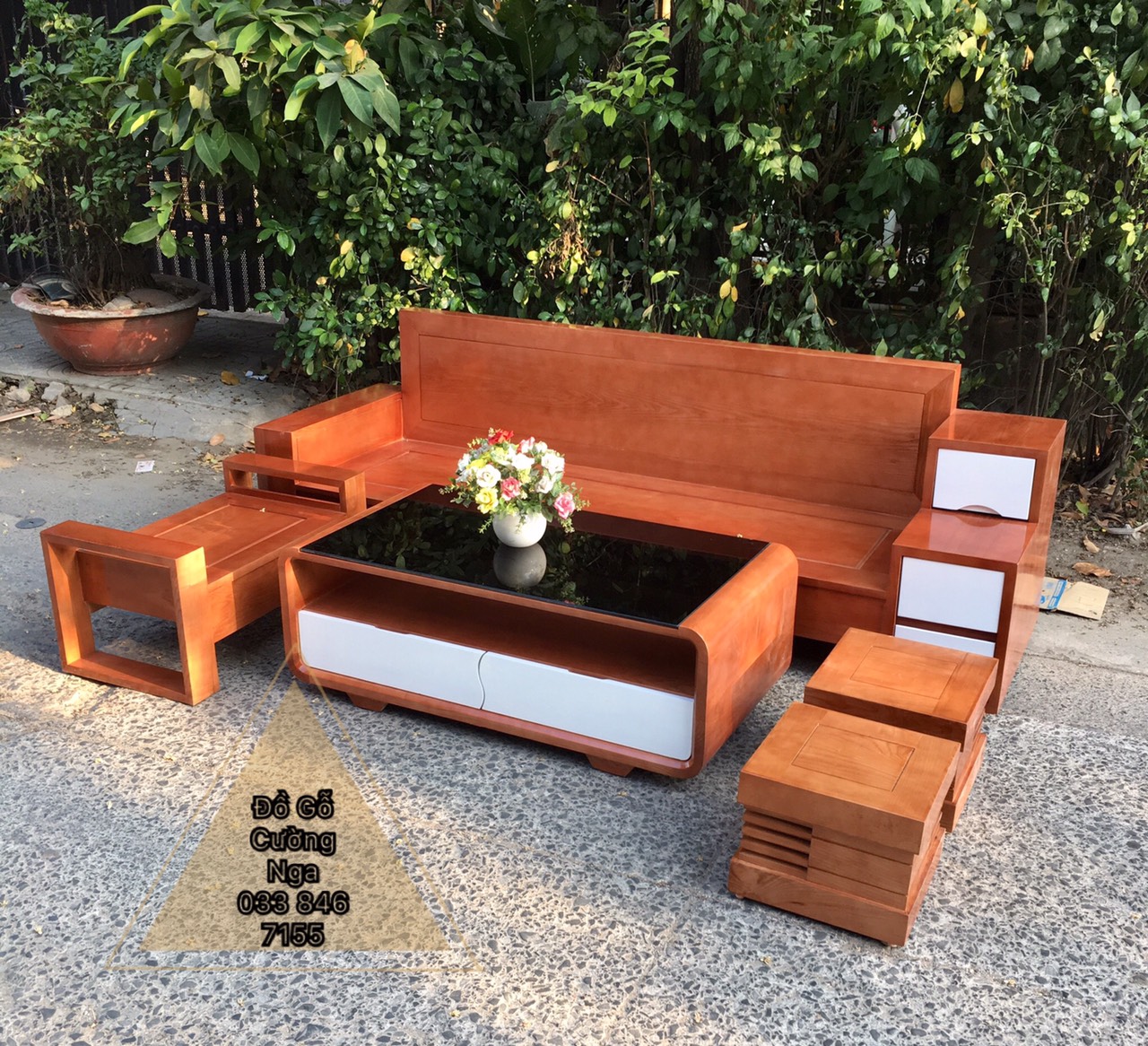 sofa gỗ sồi nga 