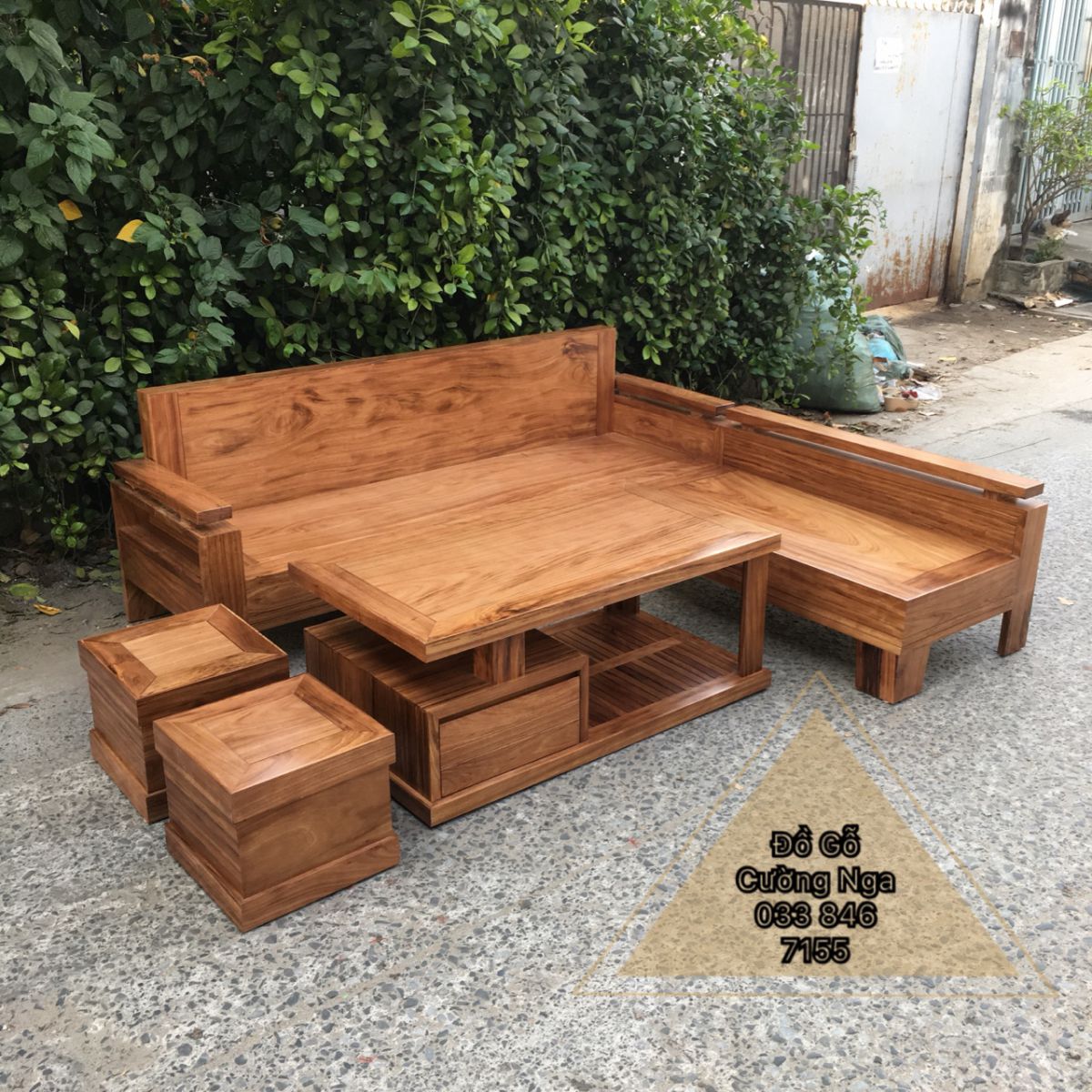 sofa gỗ hương xám 