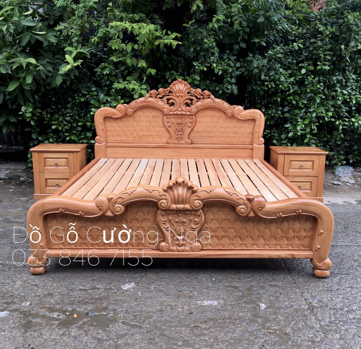 giường gỗ gõ đỏ 