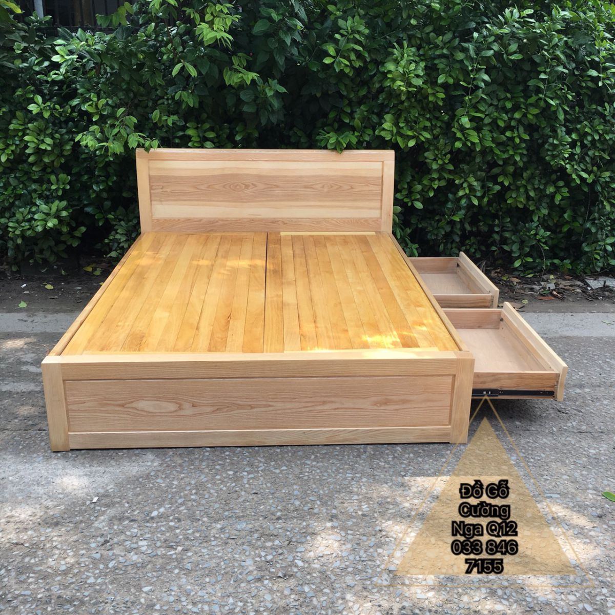 giường gỗ sồi nga có ngăn kéo 