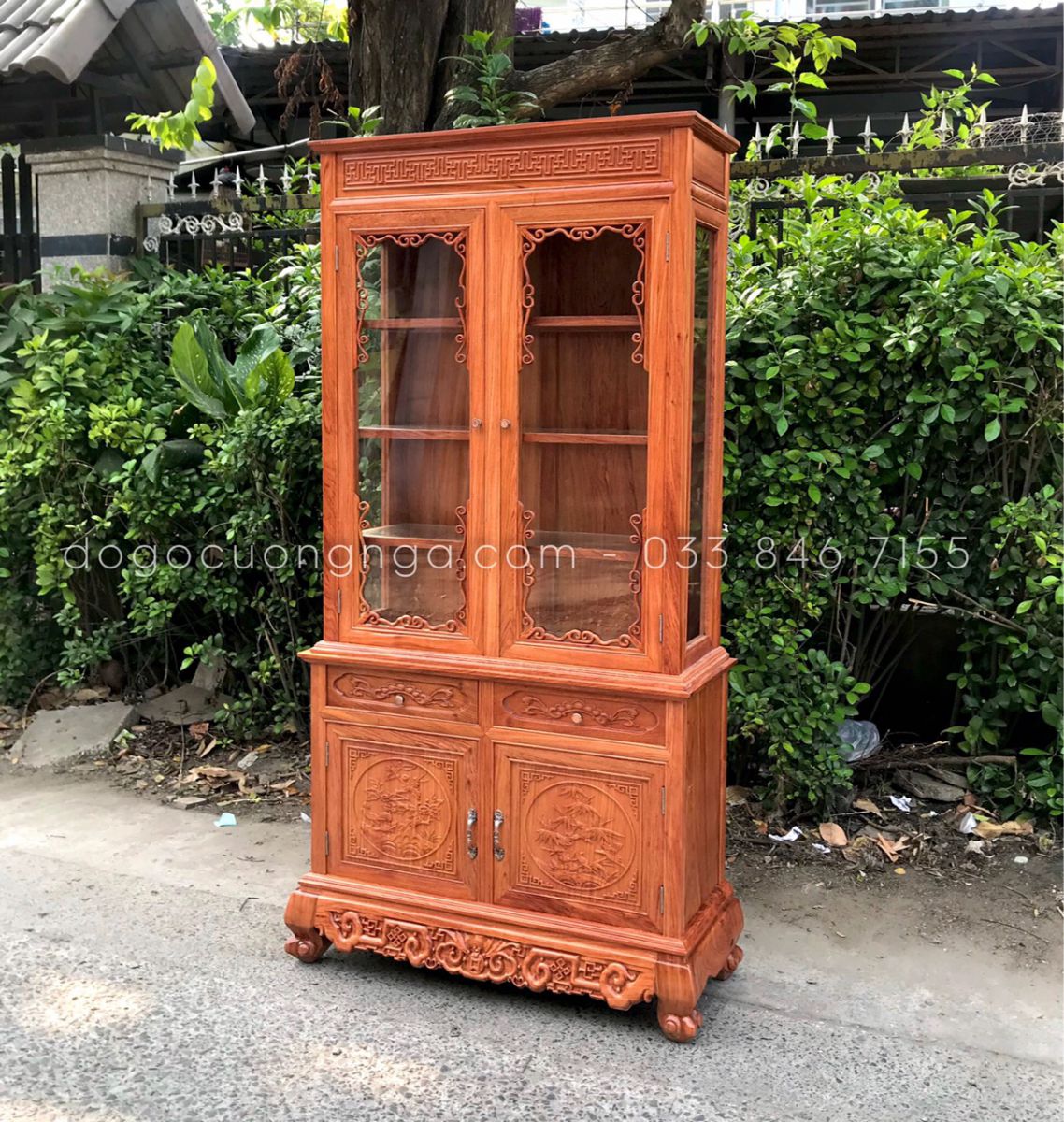 Tủ rượu gỗ hương đá vuông 1m