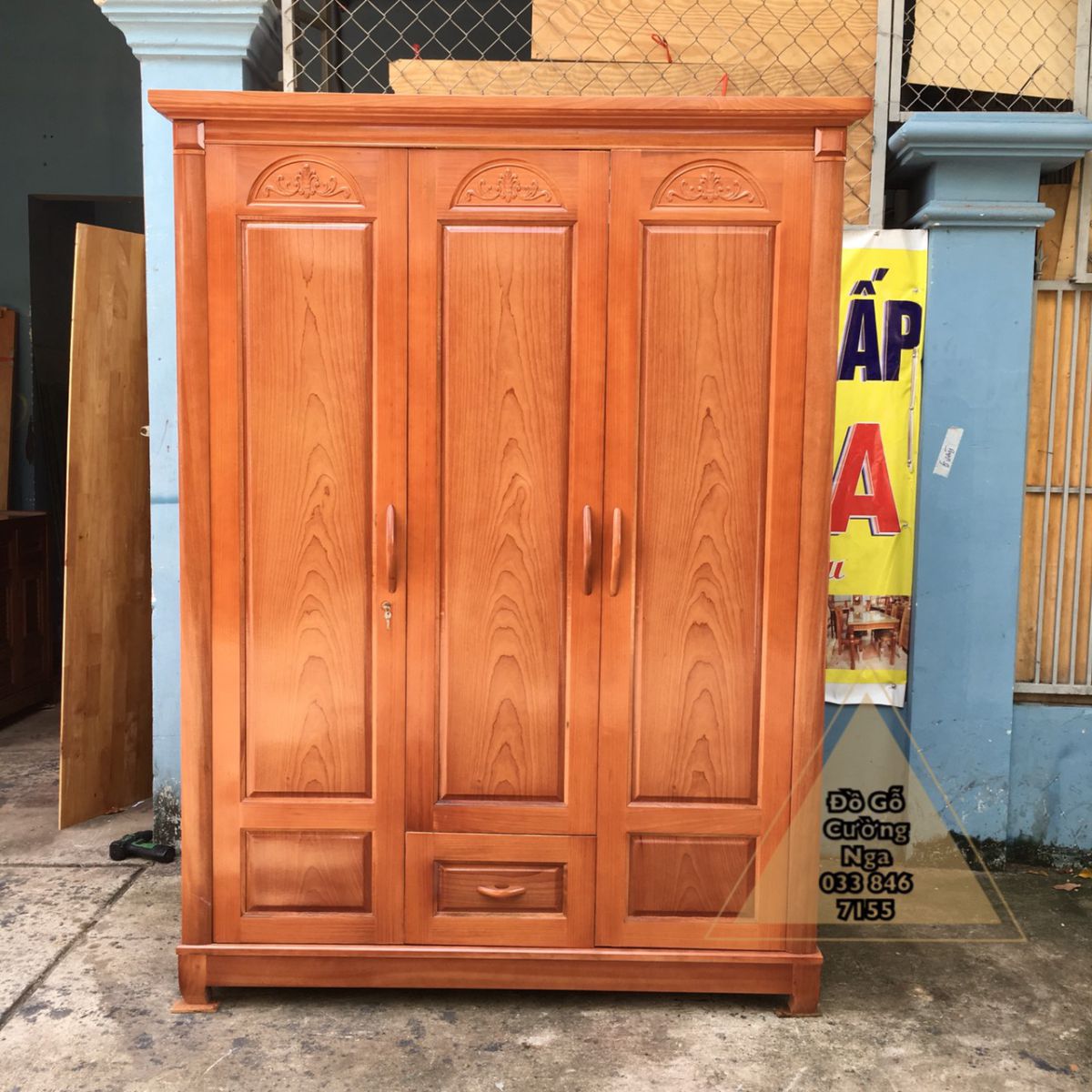 tủ áo gỗ xoan đào 3 cánh 