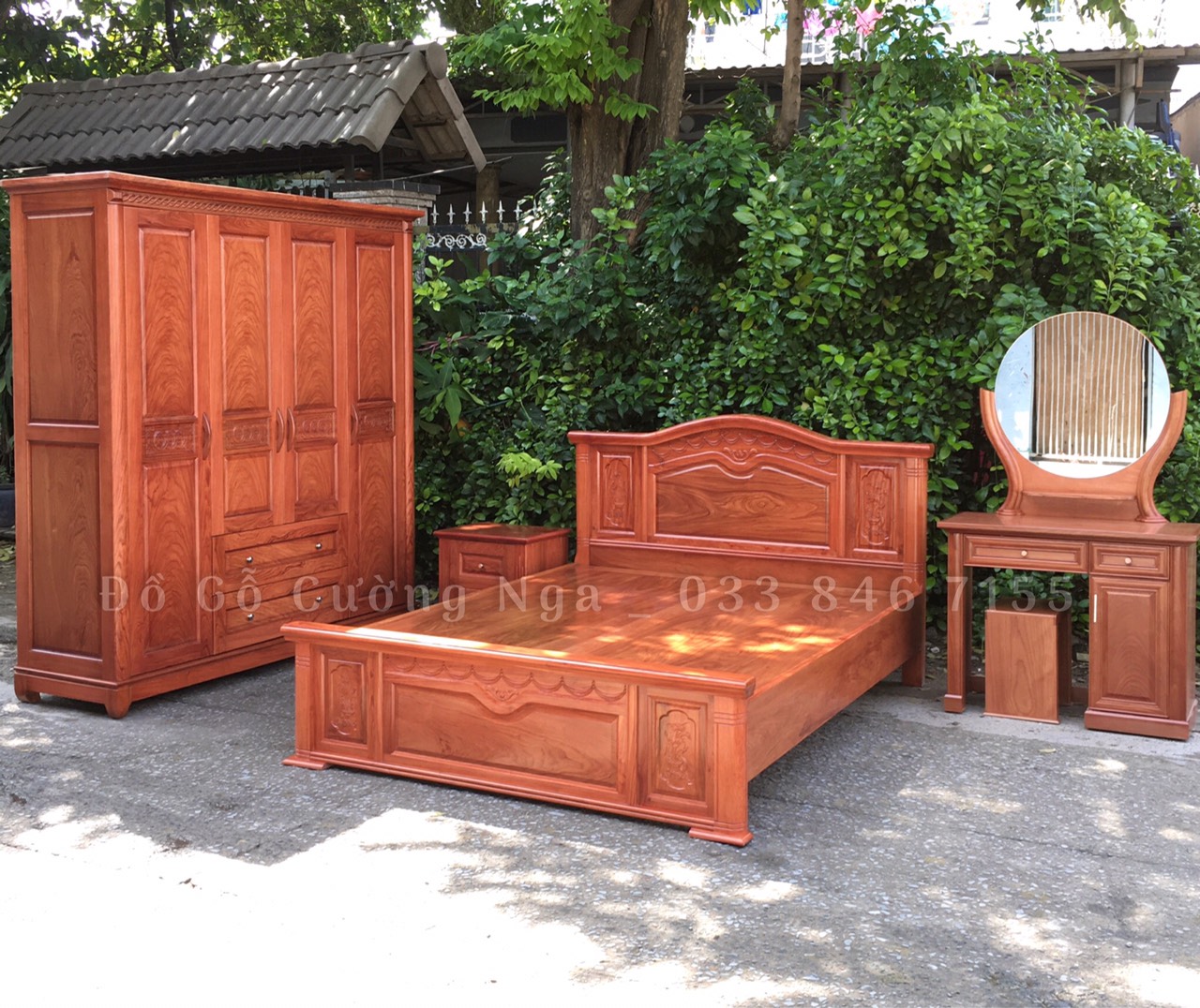 conbo 4 gỗ hương đá nữ hoàng - gương tròn