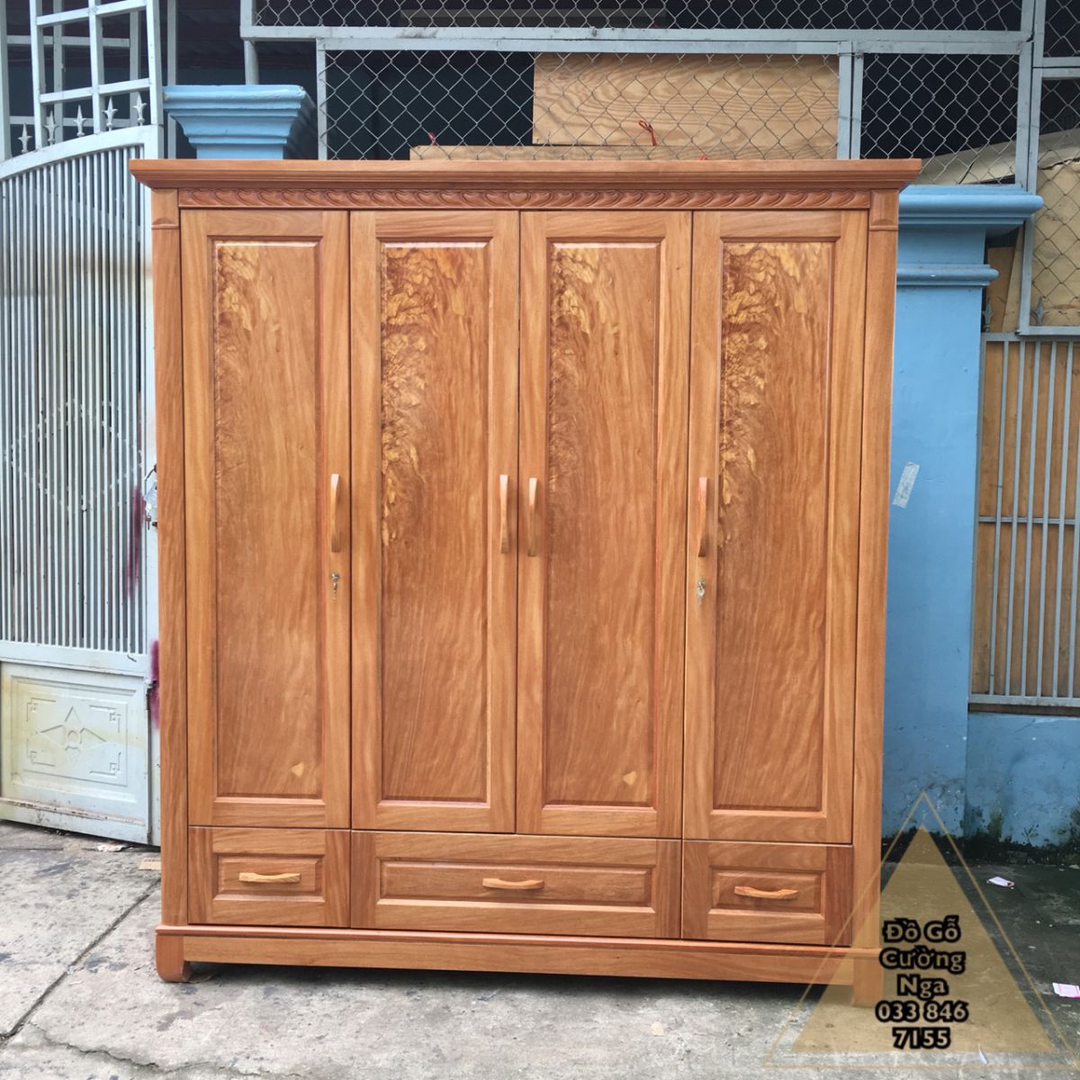 tủ quần áo gỗ đinh hương 4 cánh 