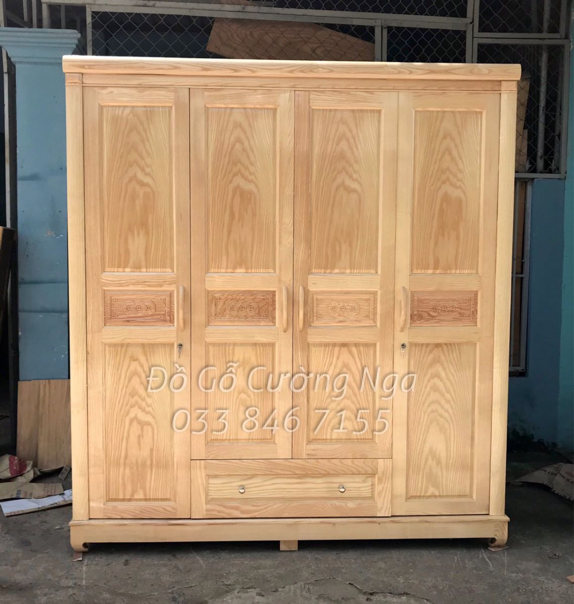 tủ áo gỗ sồi nga 4 cánh 
