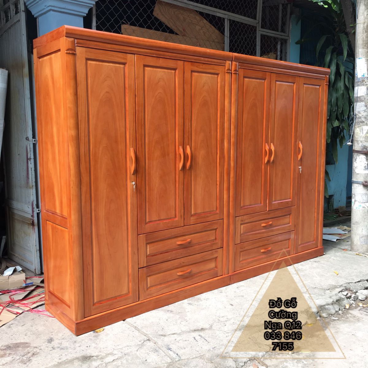 tủ quần áo gỗ gõ đỏ cáo cấp - giá tốt HCM 