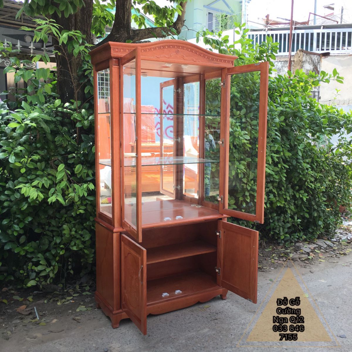 Tủ rượu gỗ xoan đào vuông 1m giá rẻ