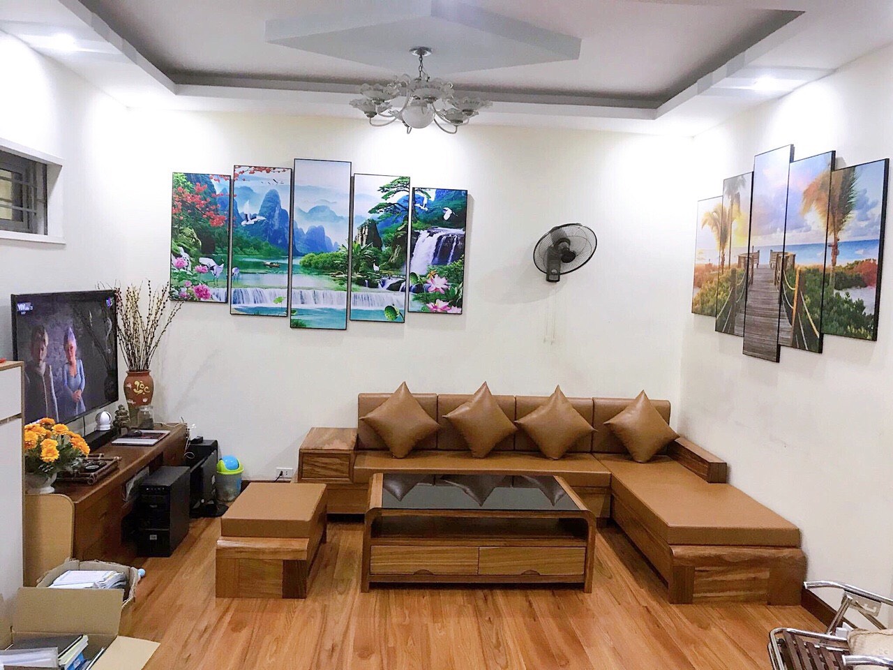 bàn ghế góc gỗ hương xám hiện đại