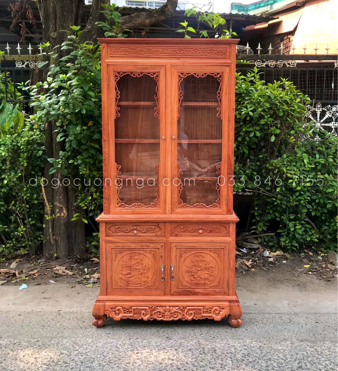 Tủ rượu gỗ hương đá vuông 1m