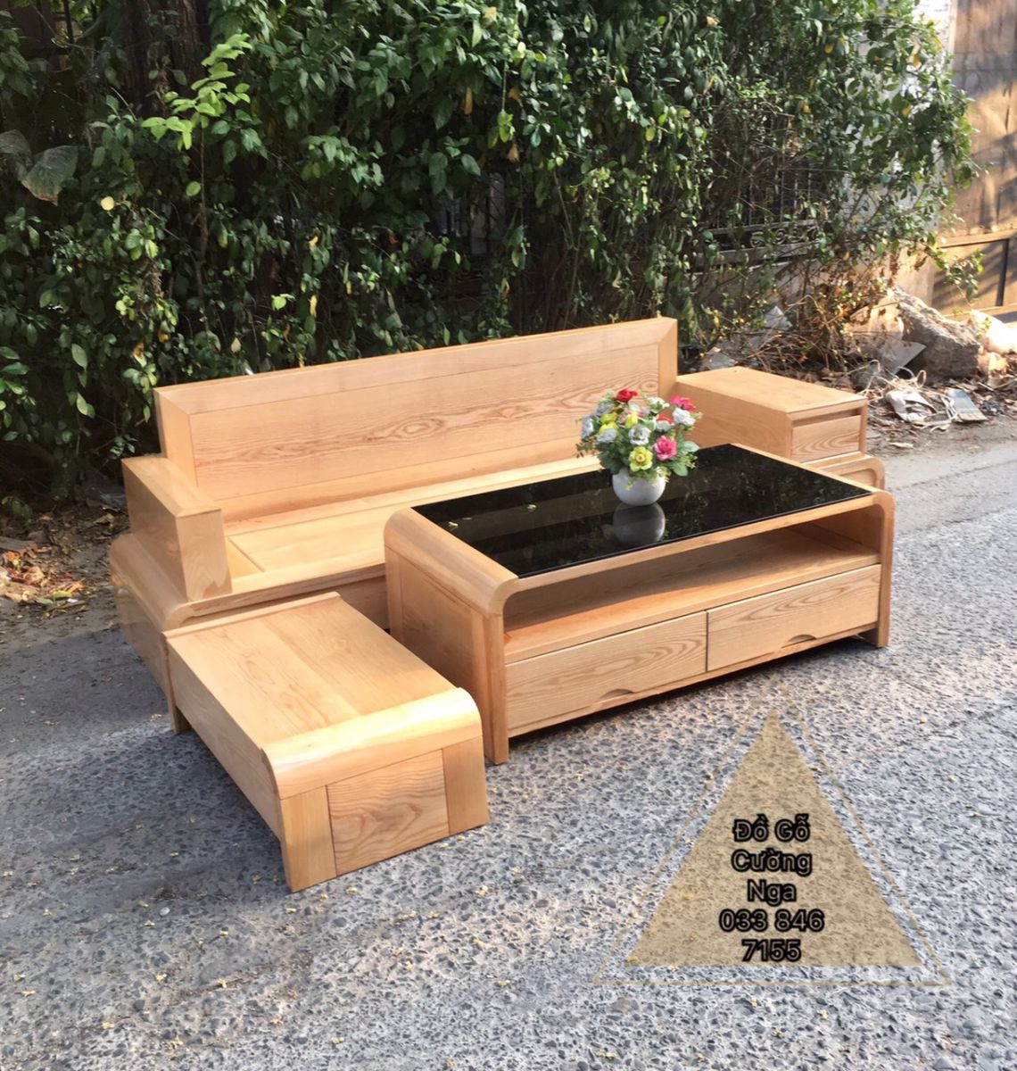 sofa gỗ sồi nga 