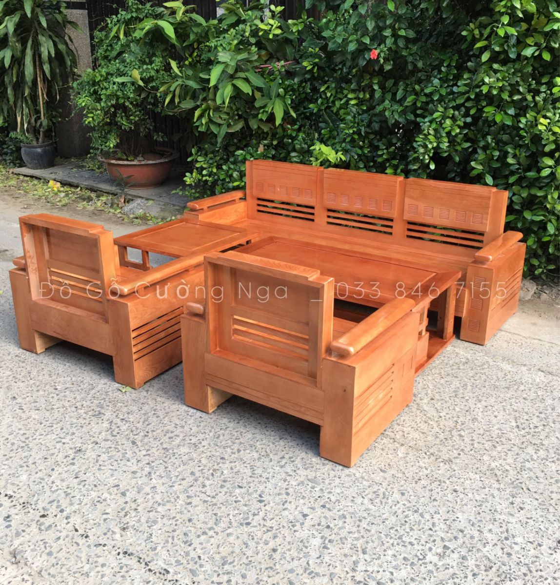 sofa gỗ sồi nga đối 7 món