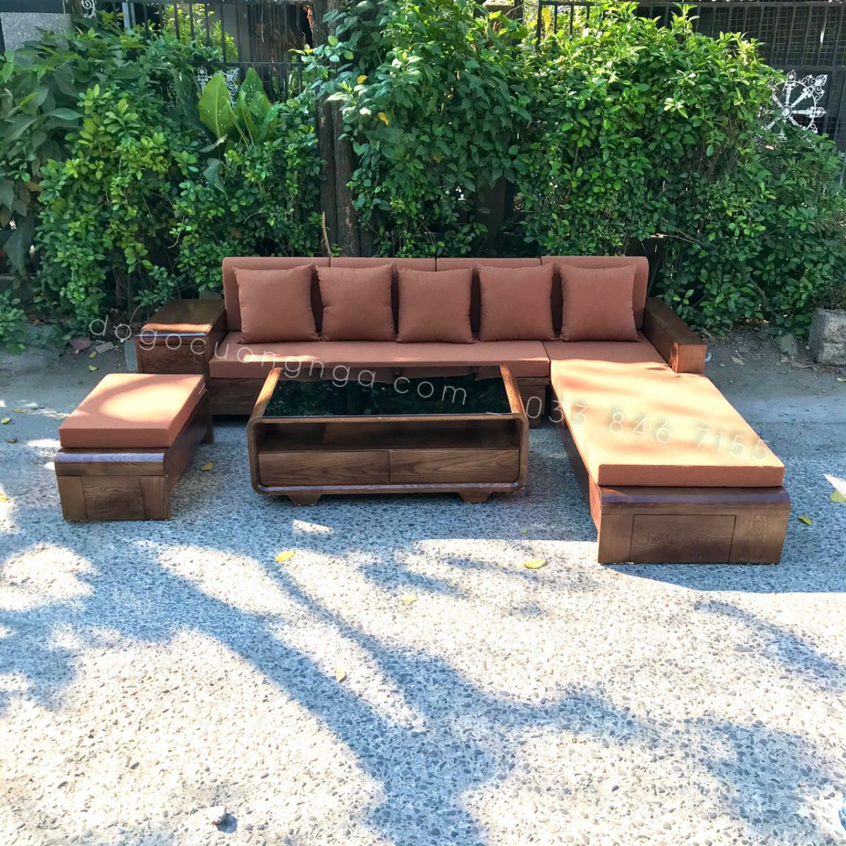 sofa gỗ sồi nga 