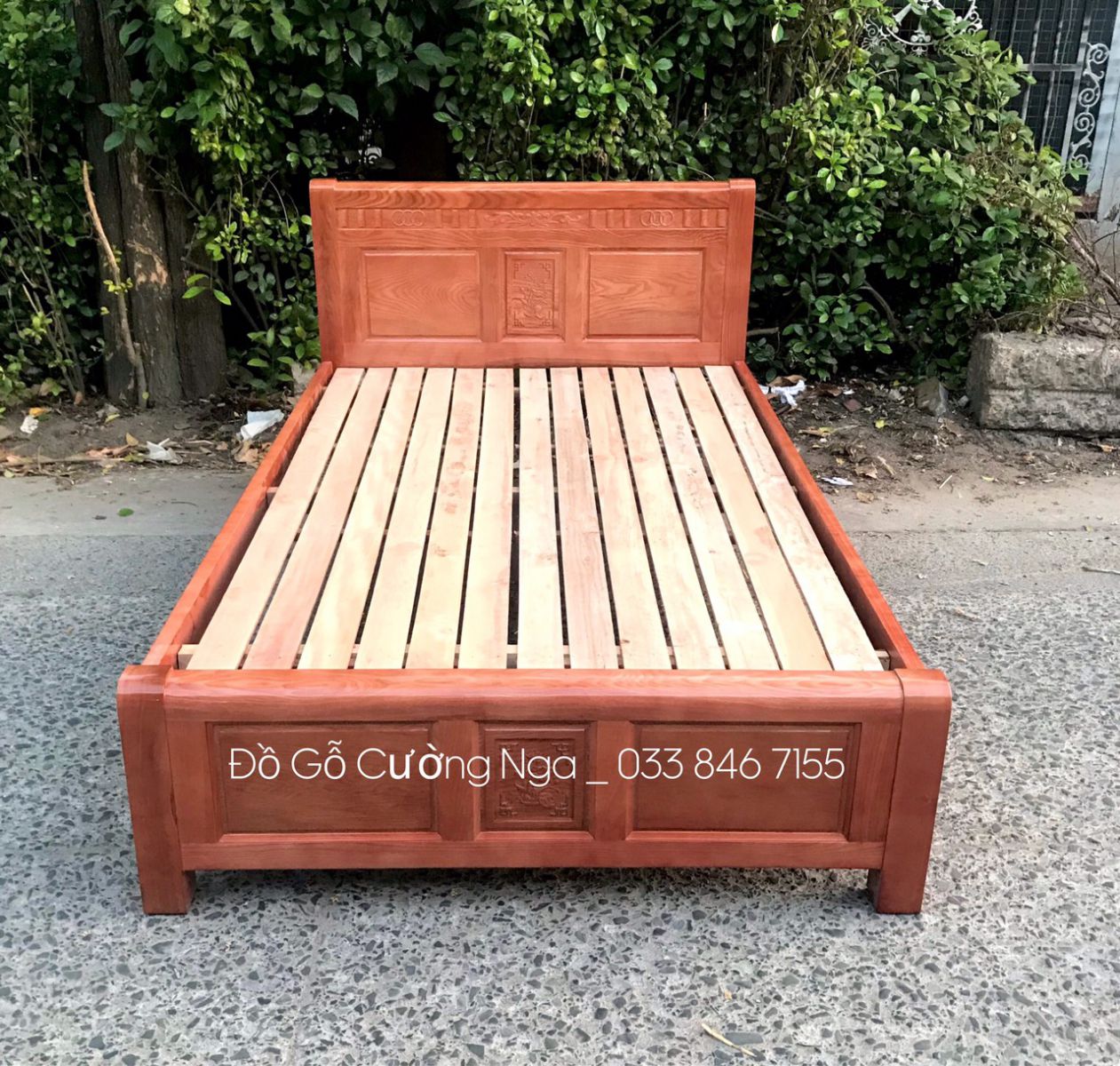 giường gỗ sồi nga 1m2x2m 