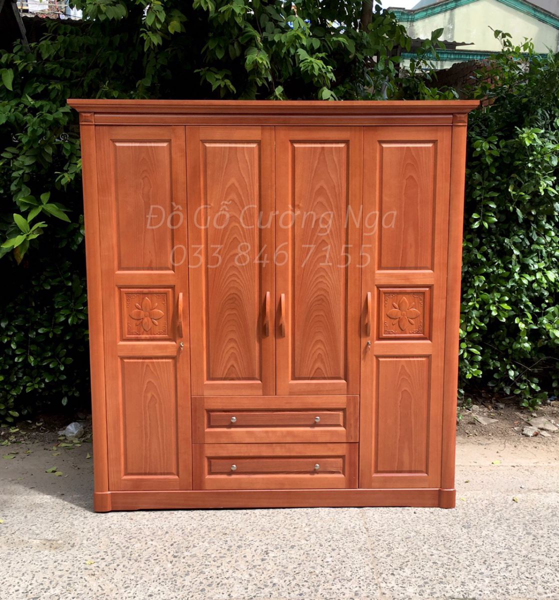 tủ áo gỗ xoan đào 4 cánh 