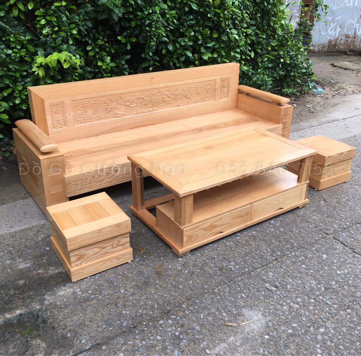 SOFA GHỖ SỒI NGA 2M3 CHÂN HÔP