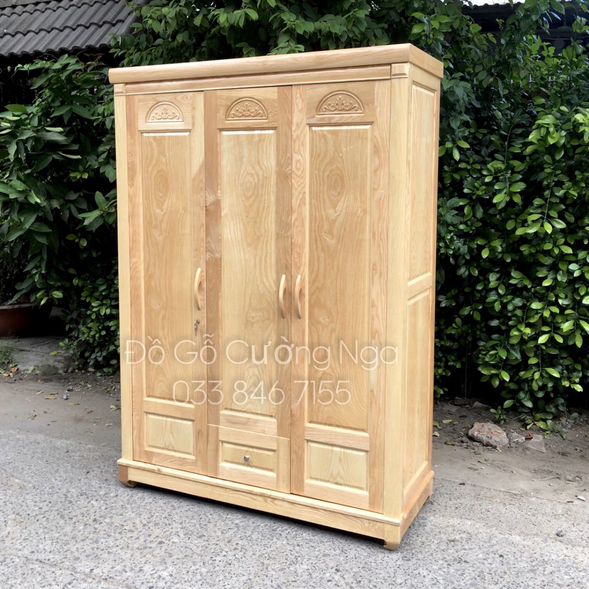 tủ quần áo gỗ sồi nga 3 cánh đẹp