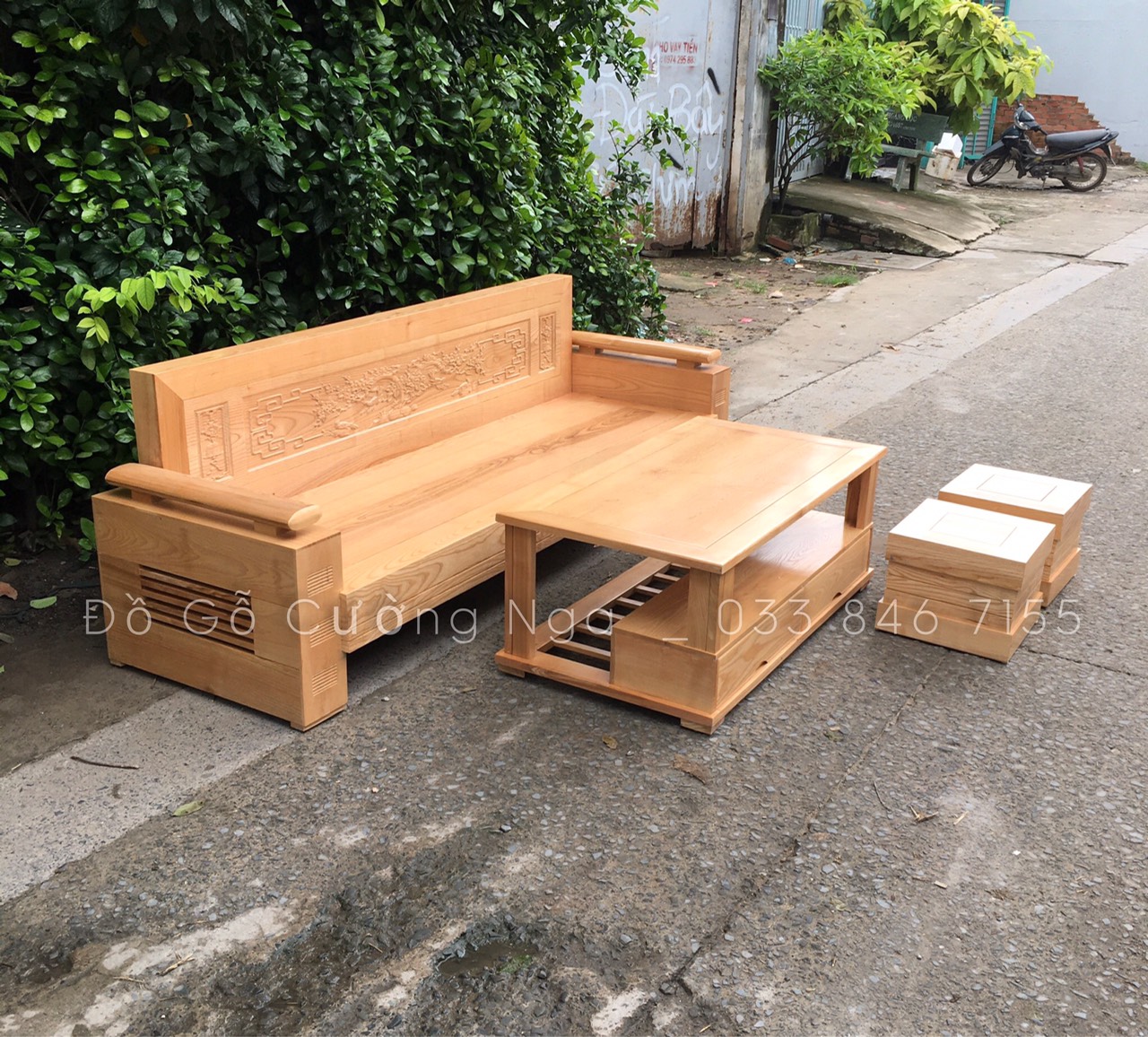 sofa gỗ sồi nga