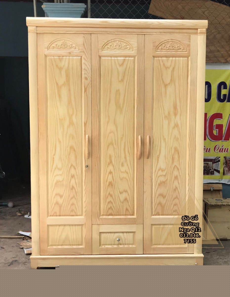 tủ áo gỗ sồi nga 3 cánh