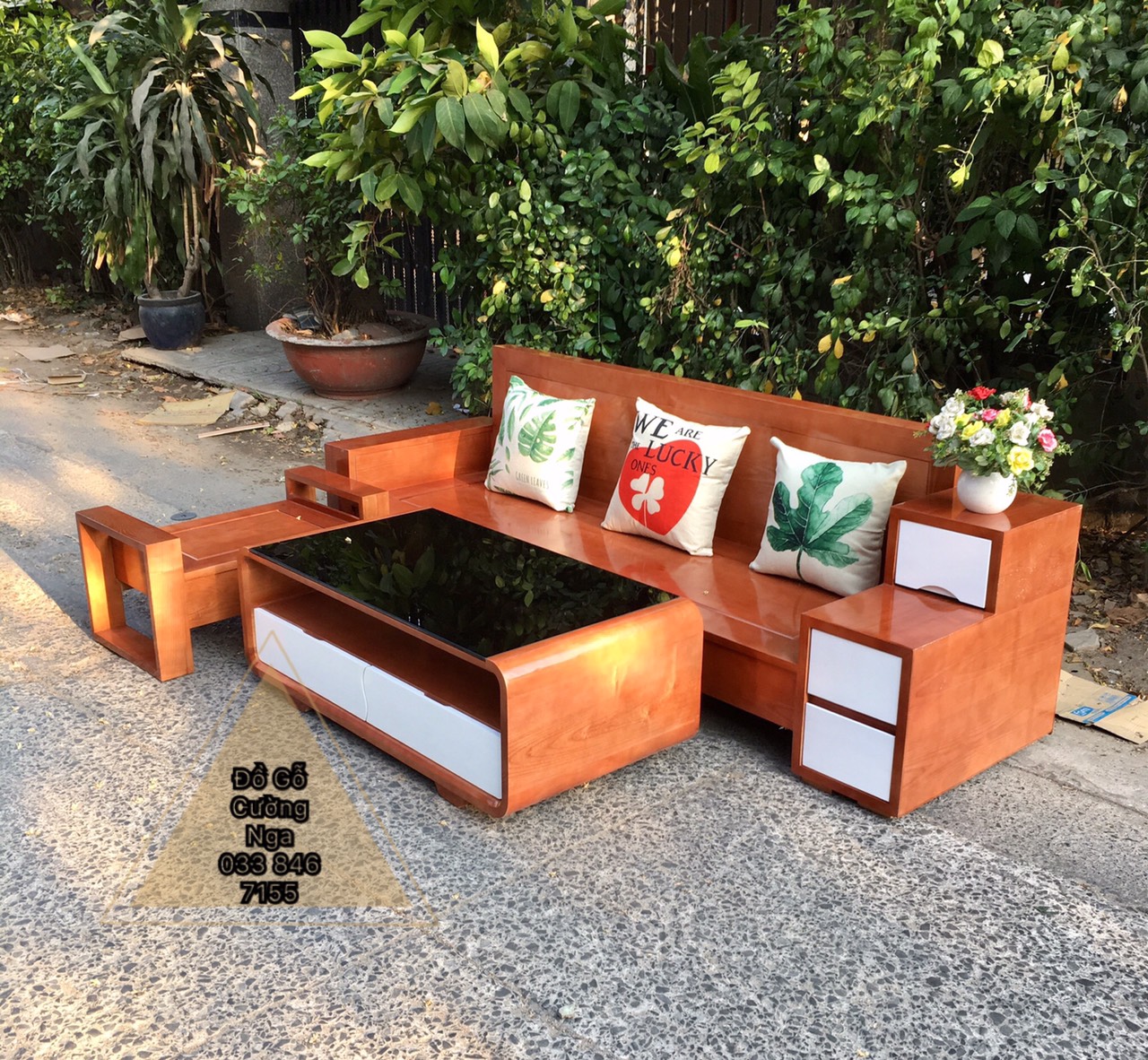 sofa gỗ sồi nga 