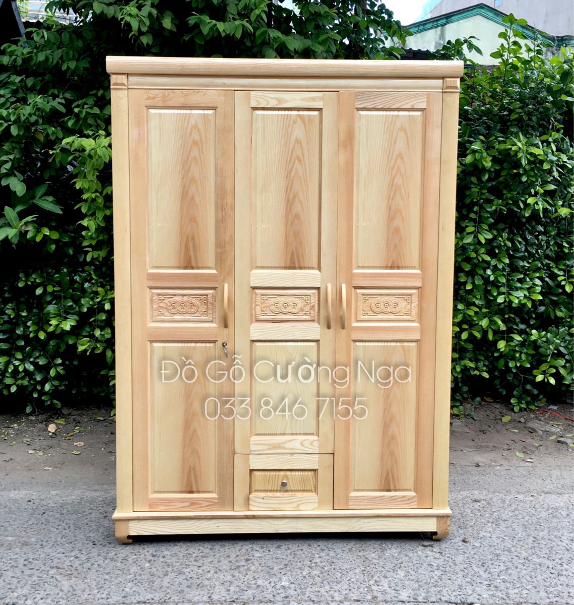 tủ quần áo gỗ sồi nga 3 cnahs 1m6 