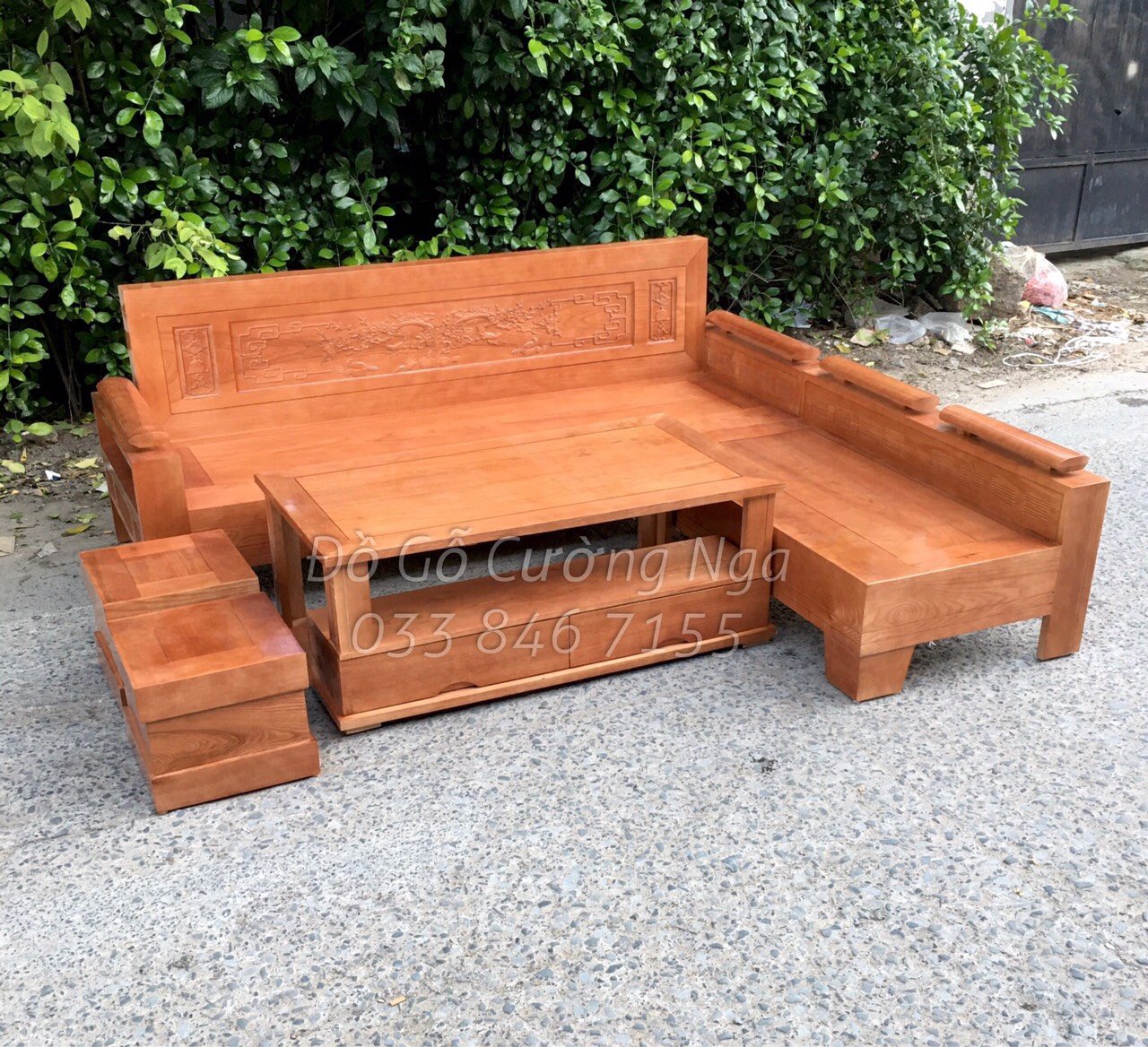 bộ bàn ghế sofa gỗ sồi giá rẻ 