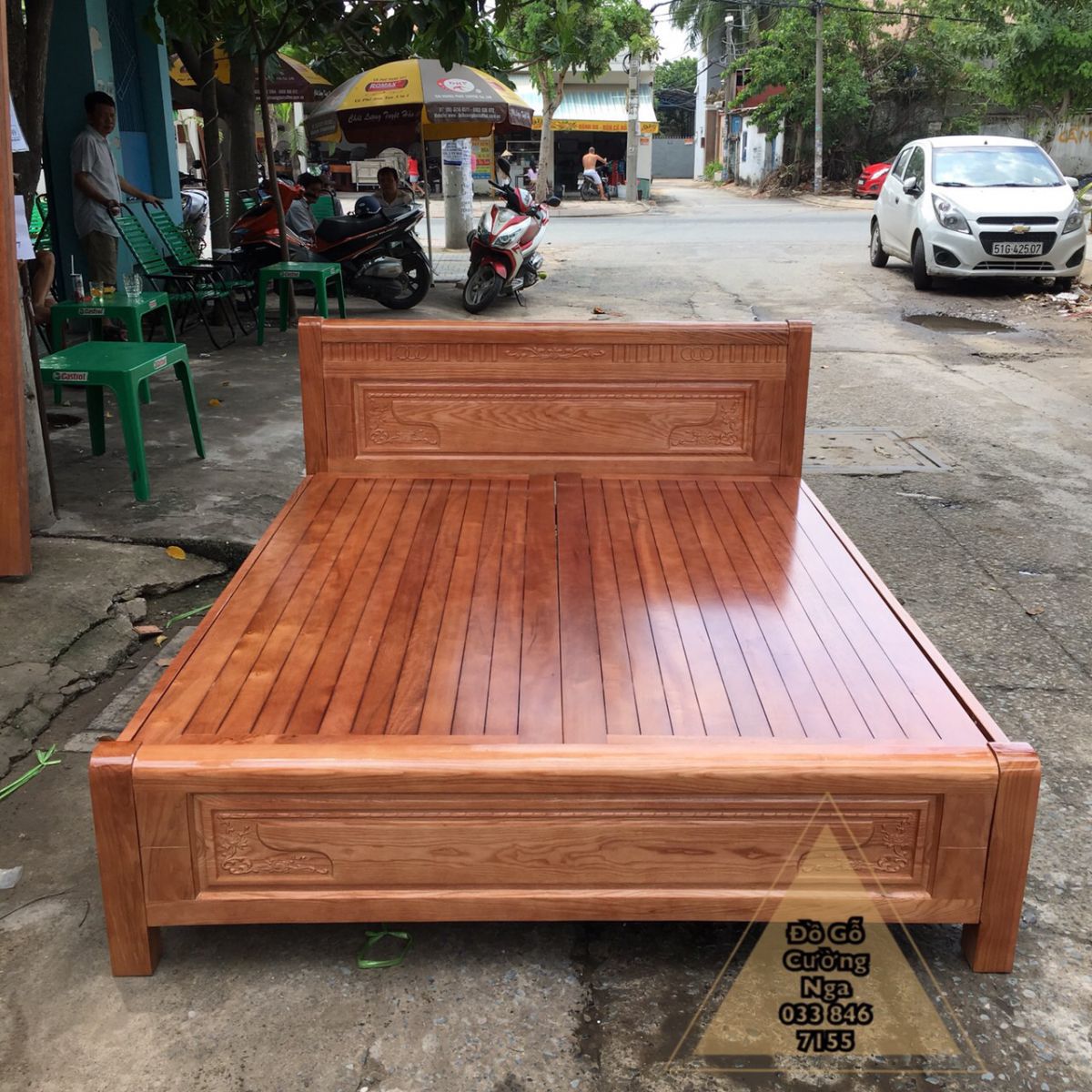 giường gỗ sồi nga 1m6x2m 