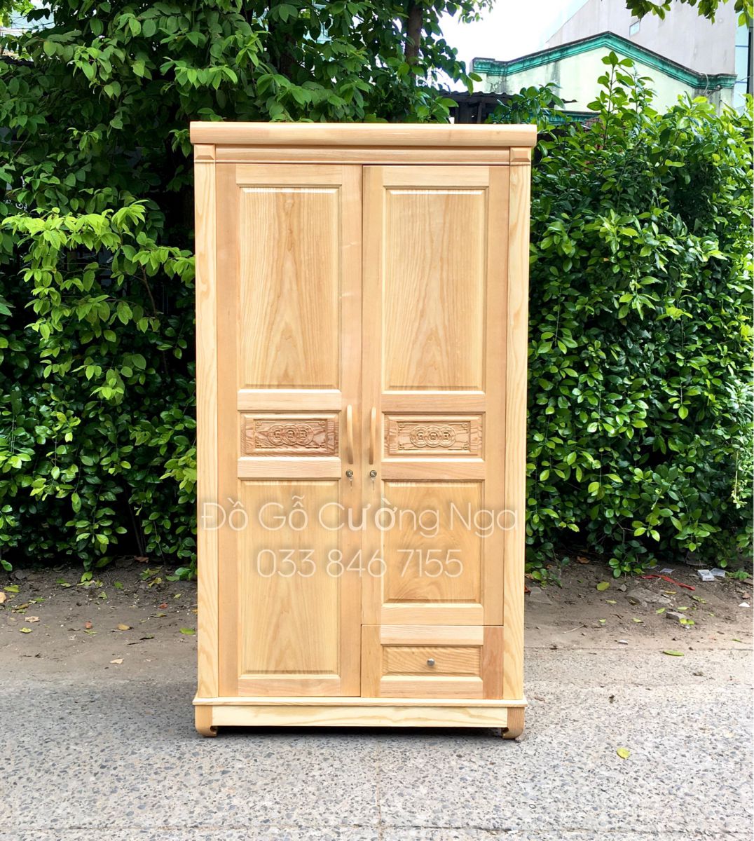 tủ quần áo gỗ sồi nga 2 canh 1m2 